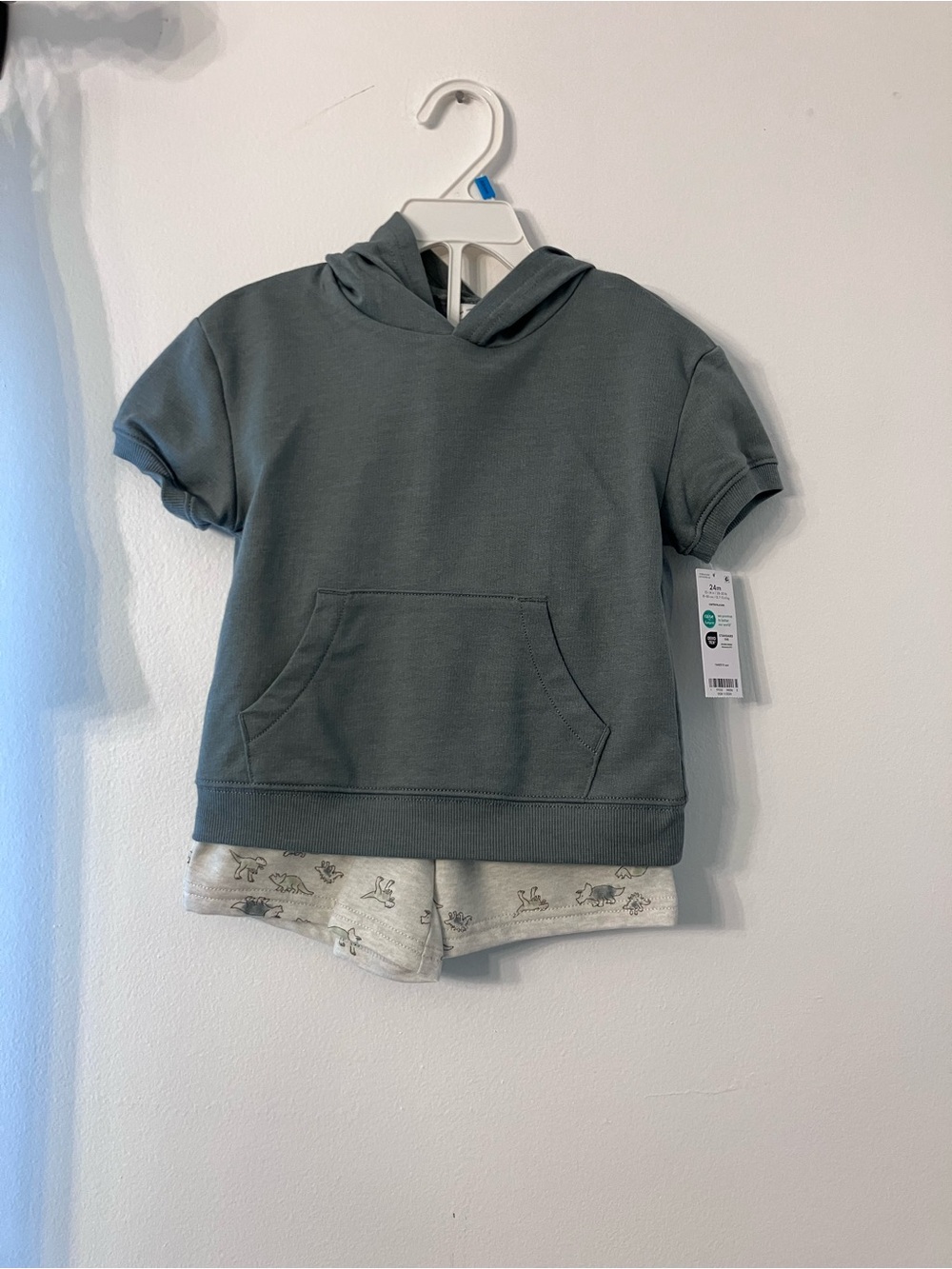 Carter's Short-Sleeve Hoodie in Slate Gray-Blue